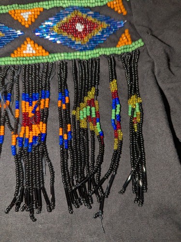 Vintage 80s 90s Lew Magram South Western Fringe Beaded Top Women's Size 8 Black - Picture 6 of 16