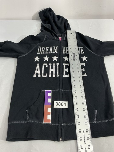 Girls So Perfect Zip Hood Sweatshirt Sparkle Graphic Black Size 16 - Picture 8 of 10