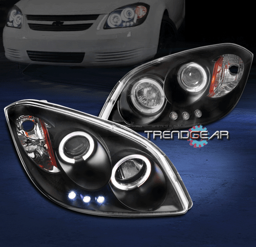 2005-2010 CHEVY COBALT/2007-2009 PONTIAC G5 HALO LED PROJECTOR HEADLIGHTS BLACK - Picture 1 of 4