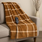 Biddeford Electric Heated Throw Brown Plaid Microplush Blanket Digital Control