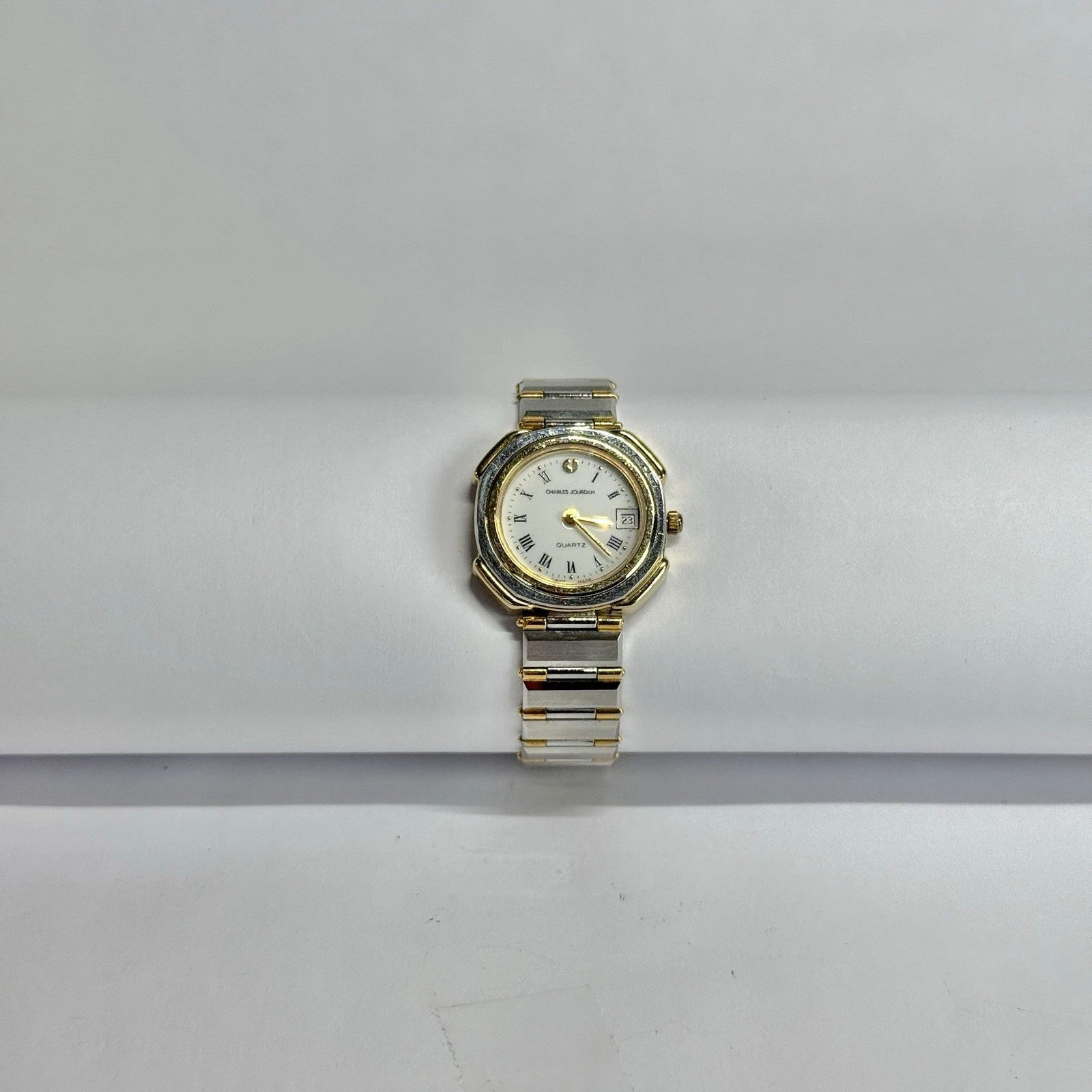 CHARLES JOURDAN Analog Quartz Silver Tone Women Vintage Watch W574 *WORKING