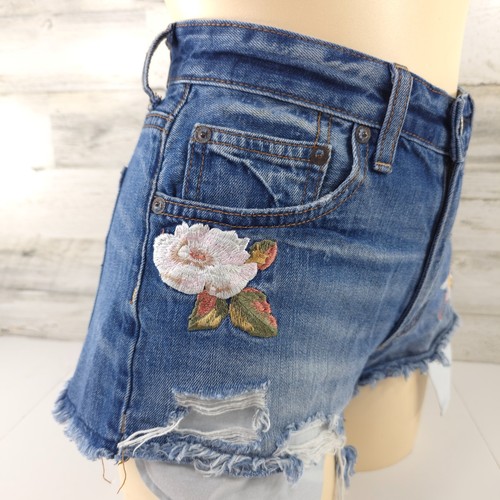 AMERICAN EAGLE VINTAGE HI-RISE FESTIVAL CUT-OFF DENIM SHORTS EMBROIDERED SIZE 4 - Picture 6 of 24