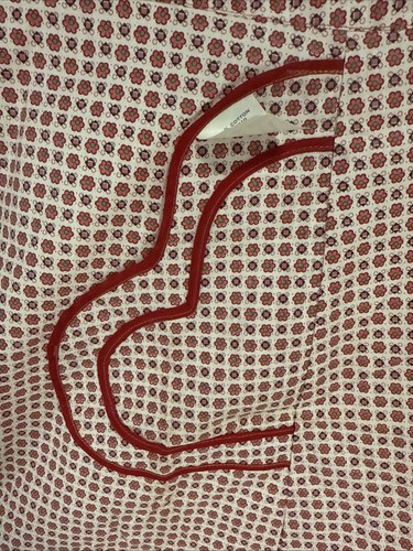 Vintage Jean Gore Full Apron Red Floral Cover 100% Cotton Large NOS RETRO - Picture 4 of 20