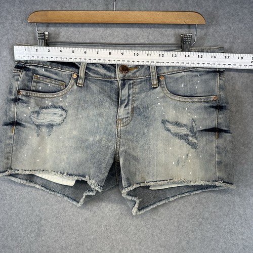 Decreto Jeans Shorts Donna 13 Blu Taglio A Vita Media Elasticizzato Anticato Booty - Foto 2 di 9