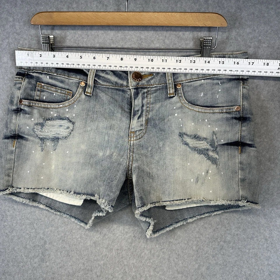 Pantalones Cortos Decree Jean Para Mujer 13 Azul Corte Tiro Medio Elastizados Envejecido Botín Foto 2 de 4