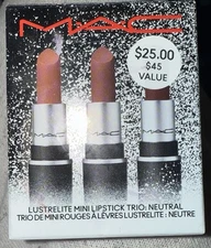 M.A.C. Lustrelite Mini Lipstick Trio ~ Neutrals NIB