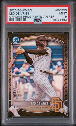 Bowman Chrome Prospects Reptilian Refractor Leo De Vries 2025 #BCP59 PSA 9 - Imagen 1 de 2
