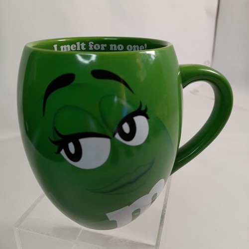 Genuine M&M's World Large Green Barrel Mug 2013 I MELT FOR NO ONE Coffee Tea - Foto 5 di 15