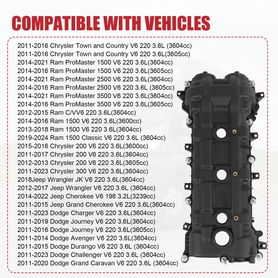Valve Cover Passenger Right Side Hand 5184068AN For Dodge Charger Jeep Cherokee Foto 4 de 4