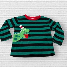 Long Sleeve 12m Dinosaur Tidings of Comfort & Roar Striped Tee Shirt