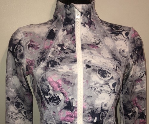Abstract Floral Print Full Zip Pocketed Lululemon Define Athletic Jacket Size 2 - Picture 2 of 11