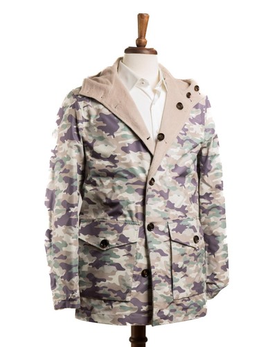 Kired by Kiton $2,700 Beige Wang Camouflage Reversible Hooded Coat (48 IT) S - Picture 2 of 8