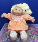 Vintage 1978-1982 Cabbage Patch Doll Blonde Green Eyes Original Orange Outfit