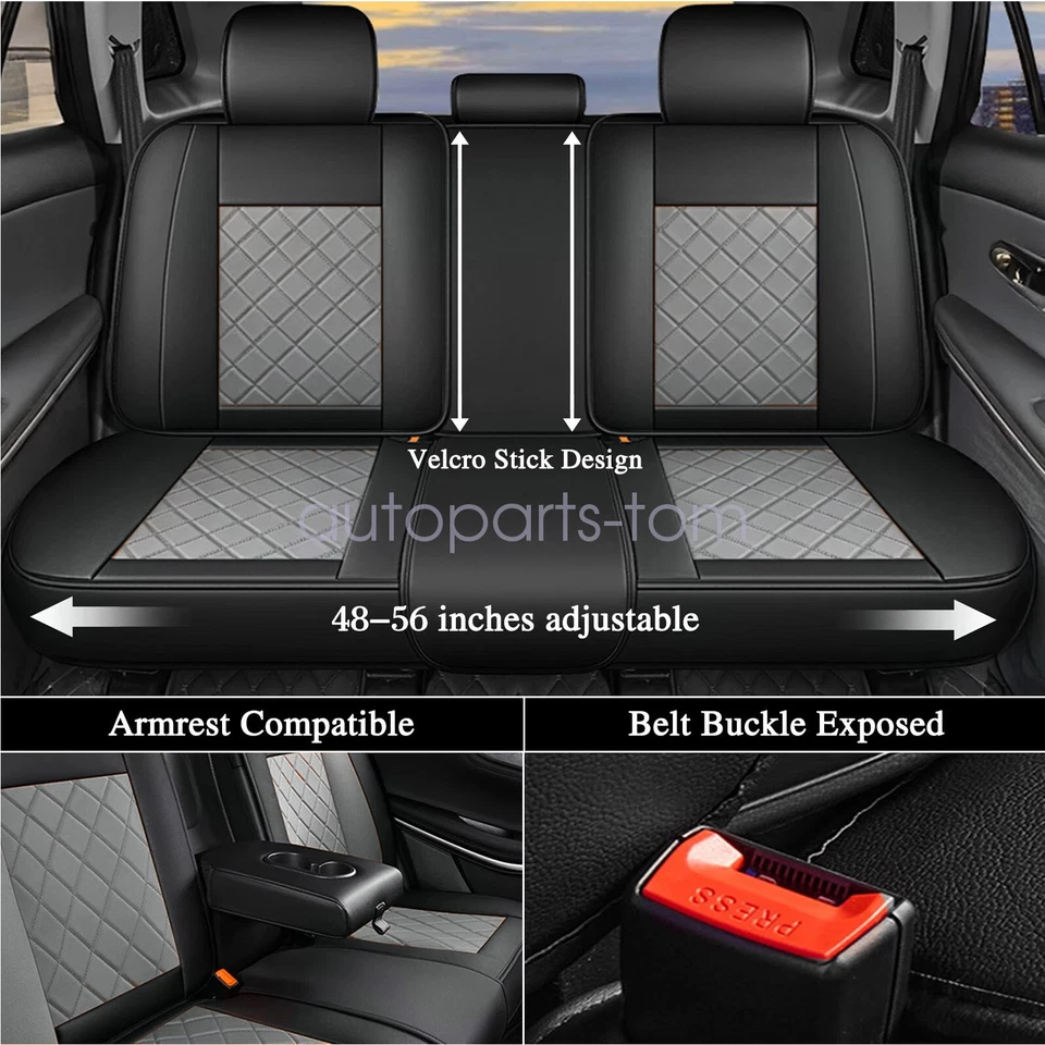 Full Set For Honda Pilot Car 5-Seat Covers Faux Leather Cushion Covers Gray Foto 4 de 4
