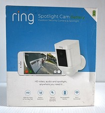 Ring Spotlight Cam Battery, White Outdoor Security Camera Spotlight 2 Way Talk