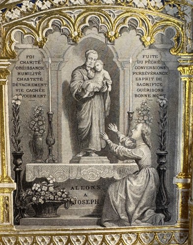 Antigua TARJETA SAGRADA De Colección Canivet Encaje Jesús José devoción caridad móvil 3D - Imagen 4 de 6