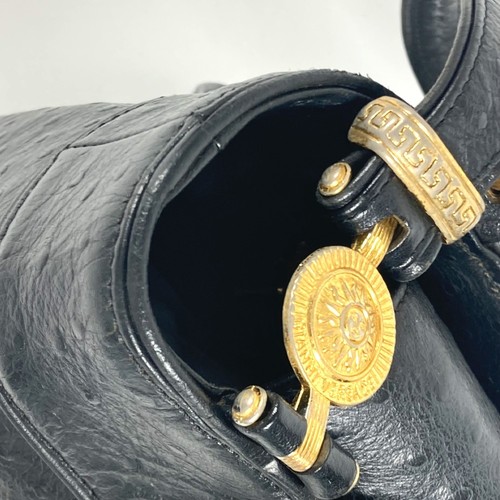 VERSACE vintage Sunburst Bag Shoulder Bag Tote Bag Shoulder Bag Leather Black - Picture 11 of 17