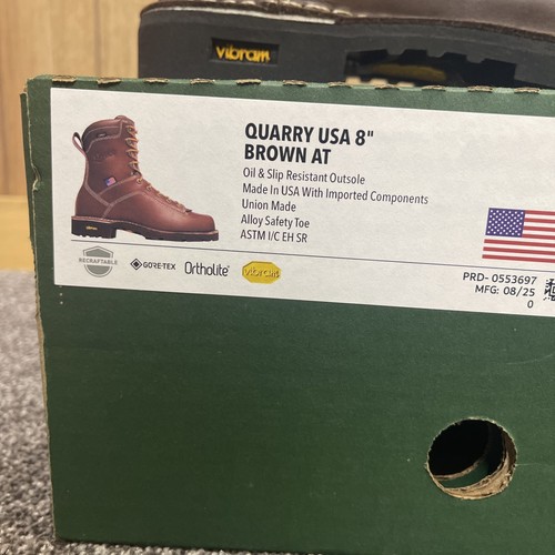 Danner Boots Mens 10D Quarry USA 8in Brown AT Leather Goretex #17307 Brown - Picture 4 of 12
