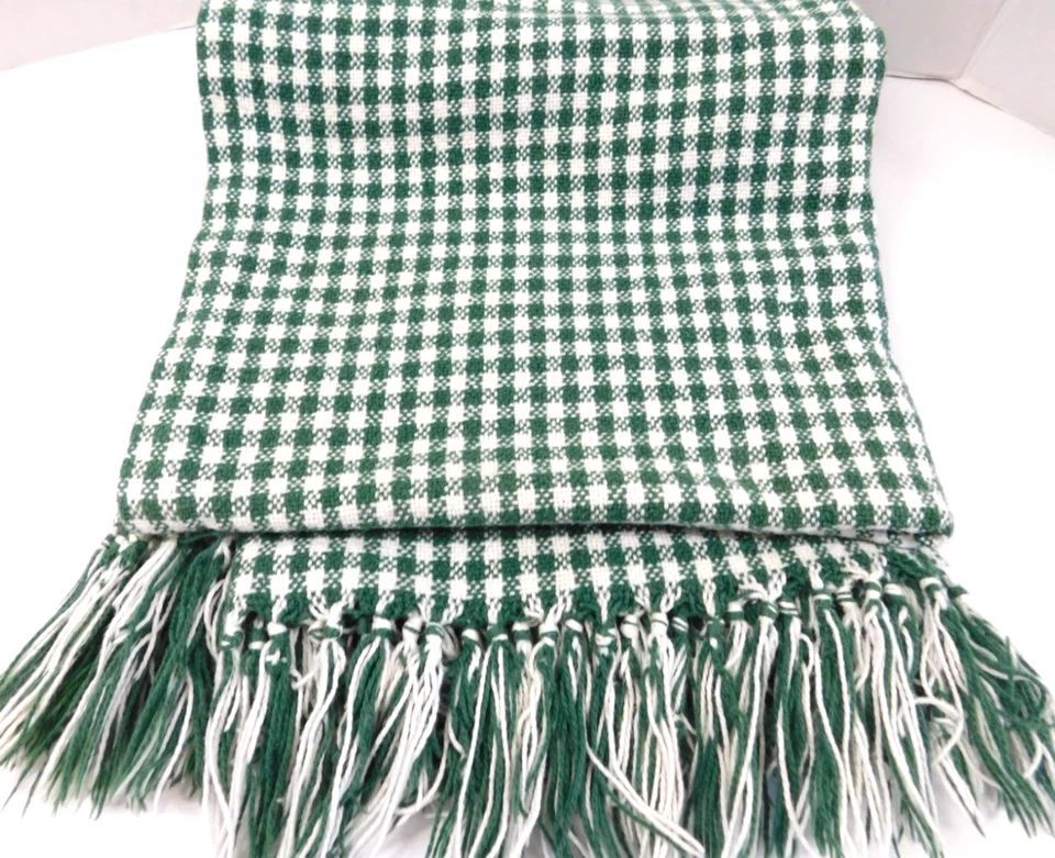 Ralph Lauren Woven Tablecloth 54"x72" Green Check & Fringe 100% Cotton USA - Image 2 of 4