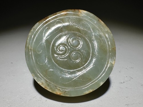 Rare Chinese Han Dy Old Jade Carved "Jian Shou" (剑首) Pendant Figure L 4.0 cm - Picture 4 of 21