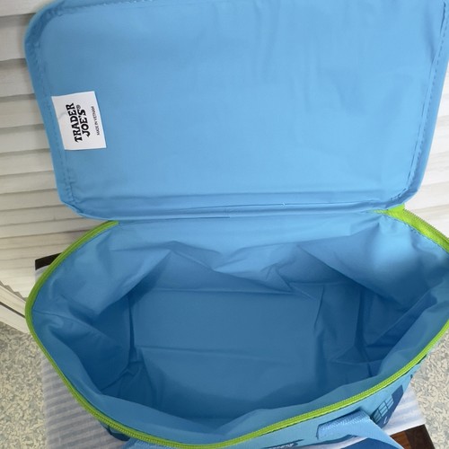 Trader Joe's Set 2 Mini Insulated Bag Peach Blue Tote Bundle Travel Cooler NEW - Picture 7 of 8