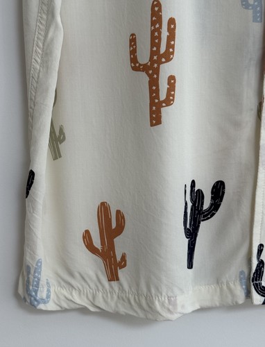 Camisa Percival Manga Corta Vacaciones Estampado Cactus Hawaiano Crema XL - Imagen 8 de 12