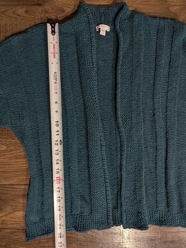 J Jill Women's Teal Blue Open Cardigan Sweater Tight & Chunky Knit Size Small P - Picture 8 of 16