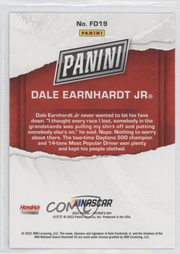 2022 Panini Father's Day Father's Day Blue /50 Dale Earnhardt Jr #FD19 HOF - Picture 2 of 4