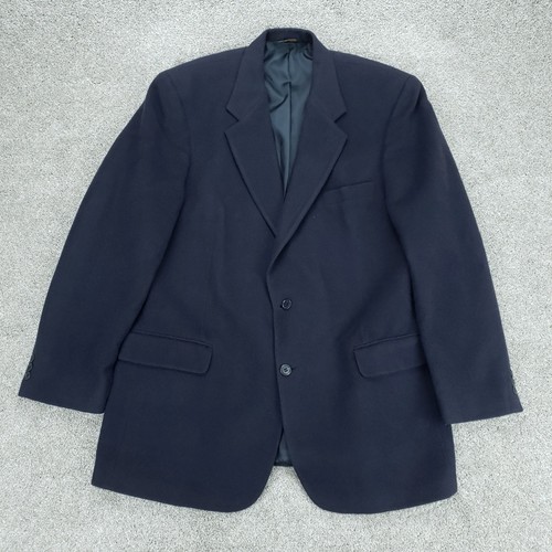 Brooks Brothers Blazer Mens 44L Navy Blue Camel Hair Suit Jacket Sport Coat - Picture 1 of 15