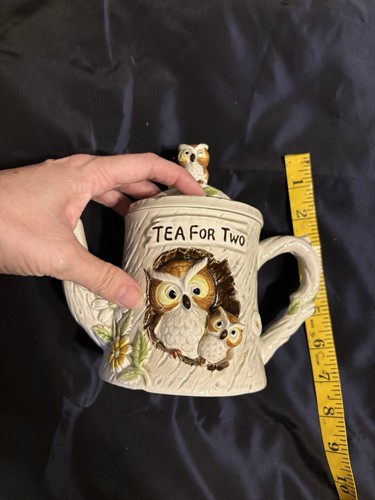 EUC Vintage 1977 Enesco Teekanne 3 Eulen Tee für zwei Keramik Teekanne Japan 7" - 1 Teetasse - Bild 10 von 11