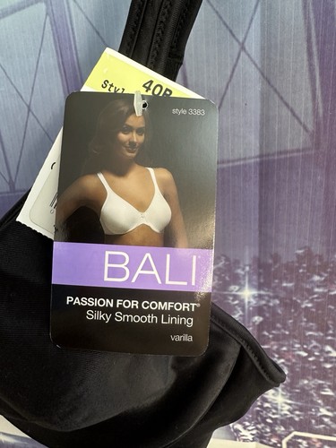 Bali Women’s Smoothing Encased Underwire 3383 Charcoal Black 40B Bra New - Picture 2 of 10