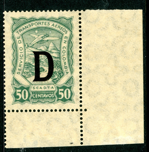 Dänemark 1923 SCADTA 50¢ Luftpost Konsular Aufdruck Scott CLE40 postfrisch I682