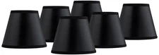 Set of 6 Chandelier Lamp Shades Black Paper Small 3x5x4 Candelabra Clip-On