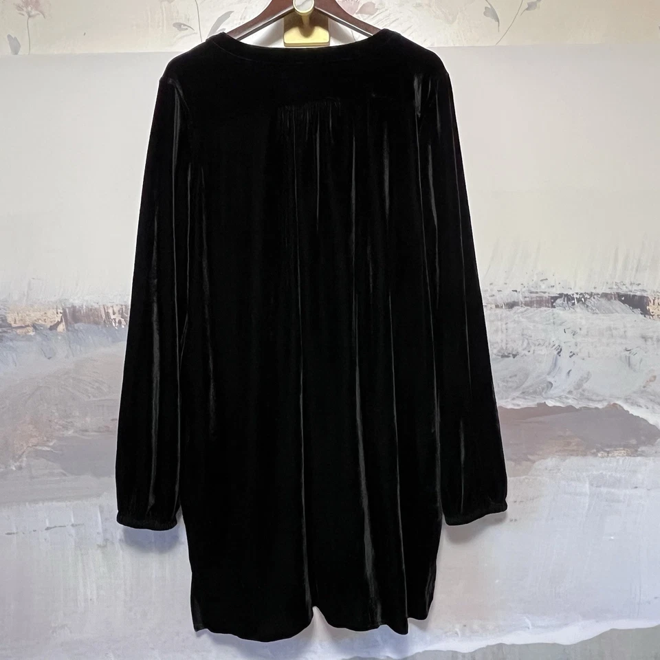 Vestido túnica de terciopelo negro EASEL Los Angeles L Boho Chic de gran tamaño mini lujo gótico Foto 4 de 4