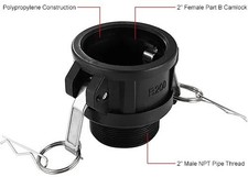 Polypropylene 2" Female Part B Camlock x 2" Male NPT Pipe Thread
