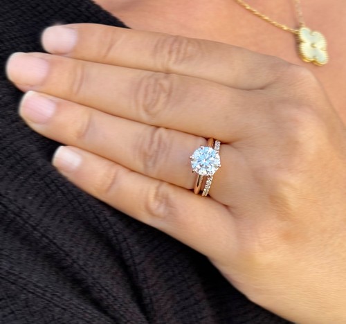 IGI-zertifizierter 14k Rotgold Rundschliff Diamant Verlobungsring und Band 3,20ctw - Bild 10 von 22