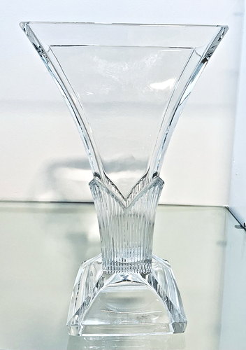Mikasa Kristall Clematis Muster 11" hoch geschliffen Vase ausgestellt gerippt Art Deco schwer - Bild 2 von 14