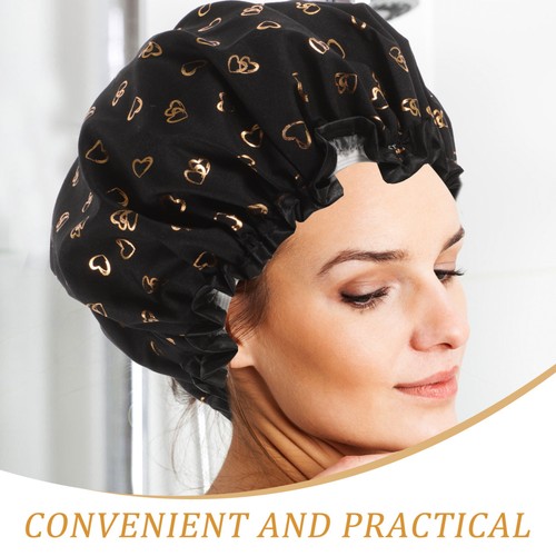 Bathing Hat Printed Shower Cap Elastic Bathing Hair Cap Hair Mask Cap for Long - Picture 2 of 12