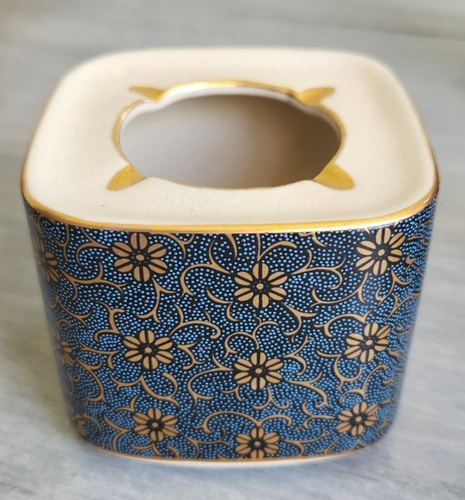 Ancien cendrier japonais Kutani porcelaine Kai bleu doré Aotibu - Photo 3/8