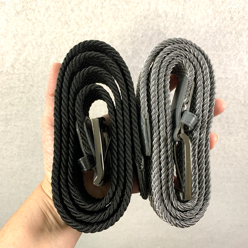 Primo Mens Lot of 2 Belts Sz L Gray Black Golf Braided Flexible Althletic