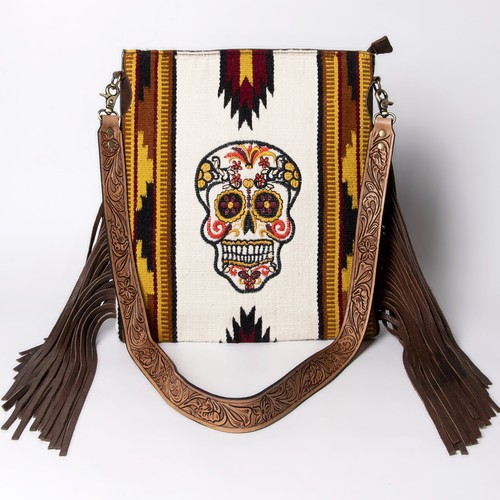 AD American Darling Messenger Saddle Blanket Fabric Genuine Leather Western - Picture 2 of 5