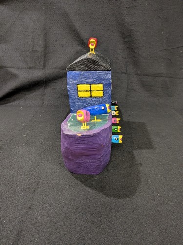 ORIGINAL Barry Colpitts "Vogelboot" bemalt Holz Außenseiter Kunst Skulptur 19,5" L - Bild 2 von 8