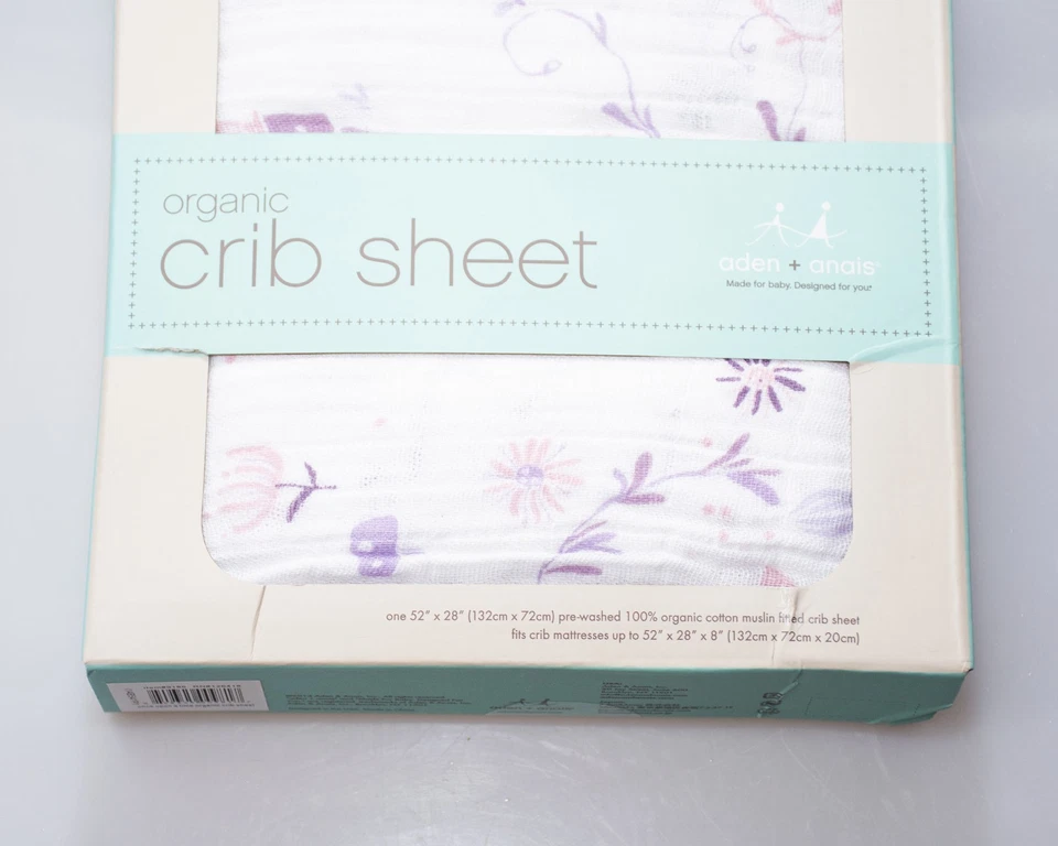 Sábana bajera ajustada de muselina de algodón orgánico Aden + Anais, ciervo lavanda Foto 4 de 4