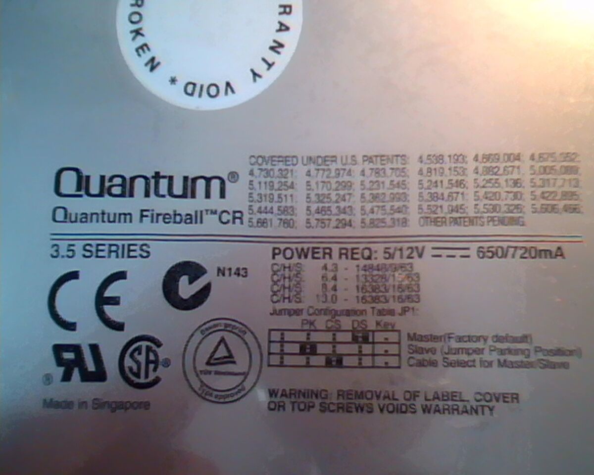 Hard Disk Drive IDE Quantum Fireball CR CR64A011 01-B 6.4AT