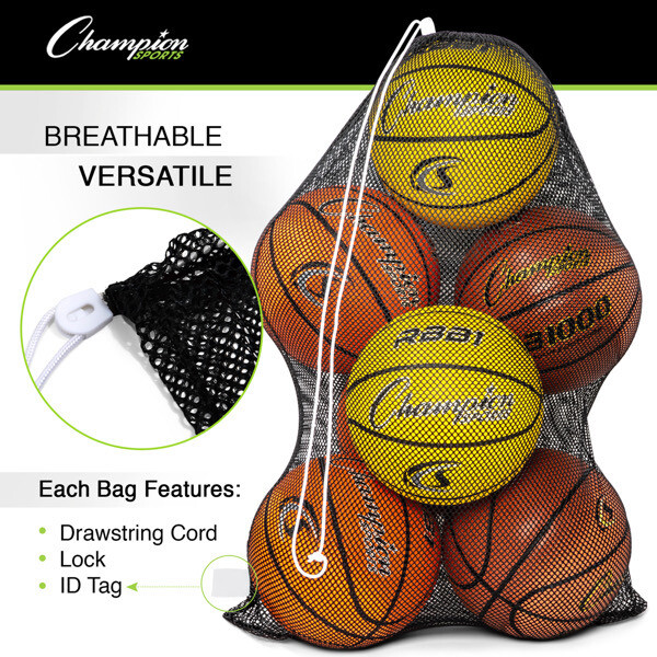 Champion Sports 24"x36" Mesh Laundry, Ball, Gear Drawstring Bag (2 Pack)