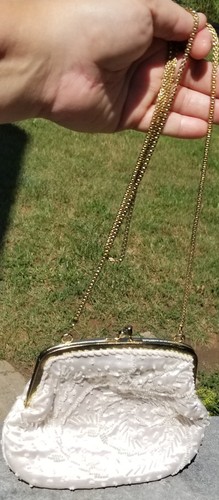 La Regale LTD Evening Hand Bag~White, BEADED BEADS EMBELLISHED Vtg 7.5" Vintage - Picture 3 of 14