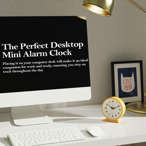 4.5" Analog Alarm Clock,Small Retro Desk Clock Battery Operated,Slient Metal - Picture 4 of 7