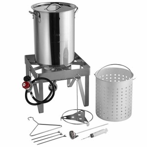 Backyard Pro Stainless Steel 30 Qt Turkey Fryer Kit Steamer Kit