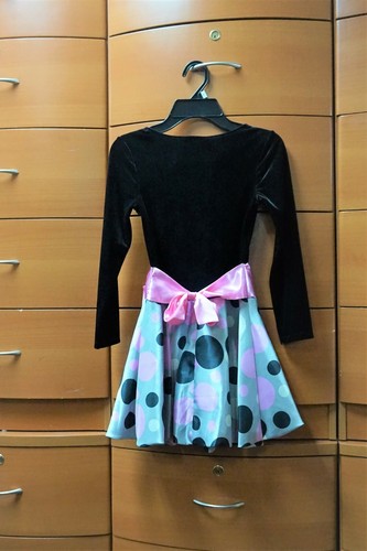 BONNIE JEAN PARTY DRESS FOR GIRL SIZE 7 BLACK VELOUR DOTTED SKIRT LONG SLEEVE - Picture 5 of 6