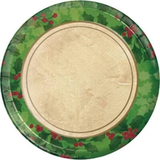 Gilded Holly 7 Inch Plates Paper 18 Per Pack Premium Strength Tableware